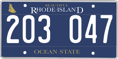 RI license plate 203047