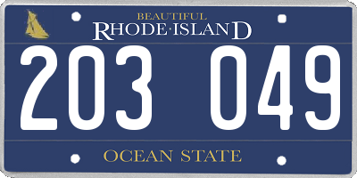 RI license plate 203049