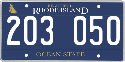 RI license plate 203050