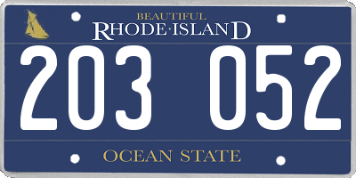 RI license plate 203052