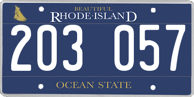 RI license plate 203057