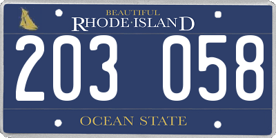 RI license plate 203058