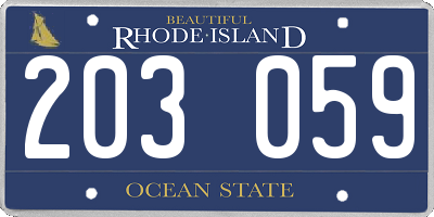 RI license plate 203059