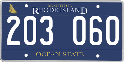 RI license plate 203060