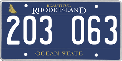 RI license plate 203063