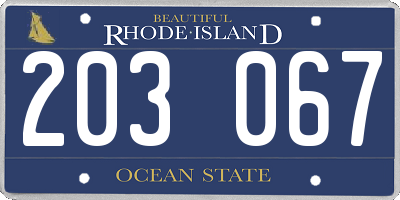 RI license plate 203067