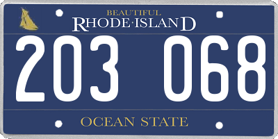RI license plate 203068
