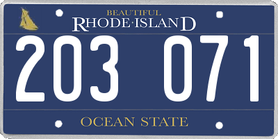 RI license plate 203071