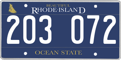 RI license plate 203072
