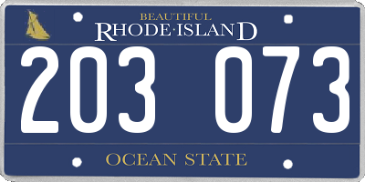 RI license plate 203073