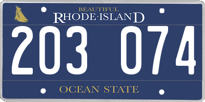 RI license plate 203074