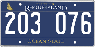 RI license plate 203076