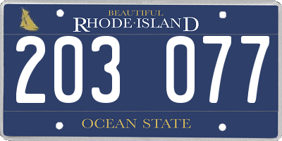 RI license plate 203077