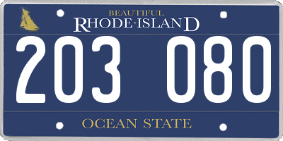 RI license plate 203080