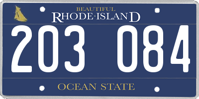 RI license plate 203084