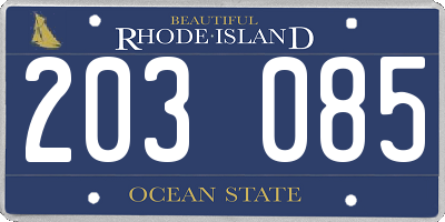 RI license plate 203085