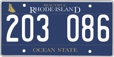 RI license plate 203086