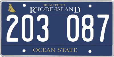 RI license plate 203087
