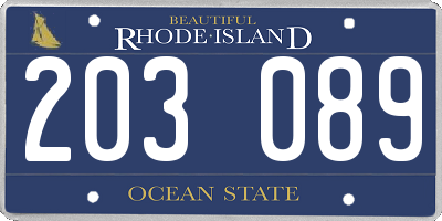 RI license plate 203089