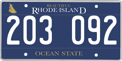 RI license plate 203092