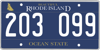RI license plate 203099
