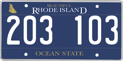 RI license plate 203103