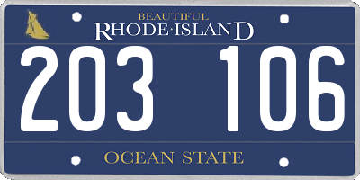 RI license plate 203106