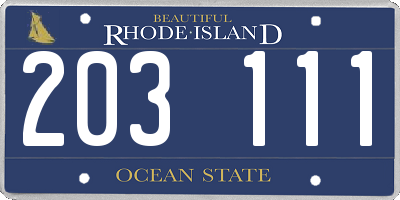 RI license plate 203111