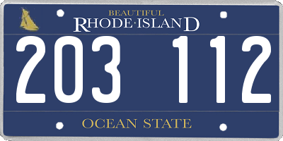 RI license plate 203112