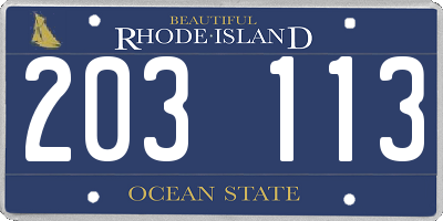 RI license plate 203113