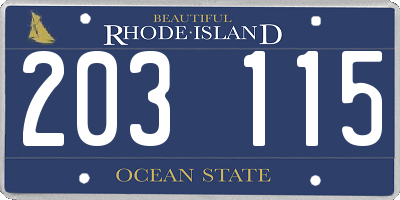 RI license plate 203115
