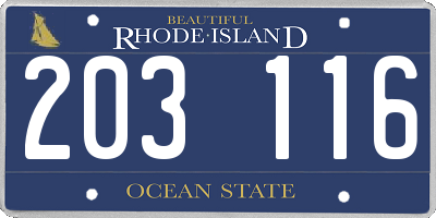 RI license plate 203116