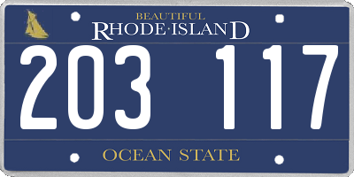 RI license plate 203117