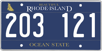 RI license plate 203121