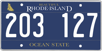 RI license plate 203127