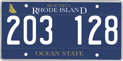 RI license plate 203128