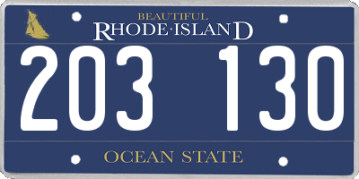 RI license plate 203130