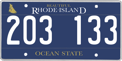 RI license plate 203133