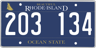 RI license plate 203134
