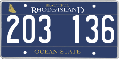 RI license plate 203136