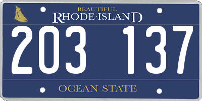 RI license plate 203137