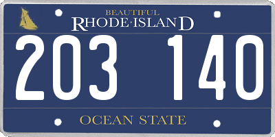 RI license plate 203140