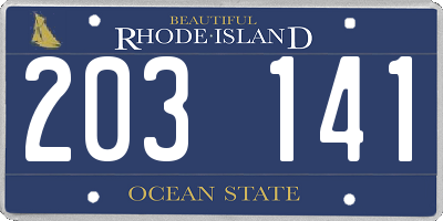 RI license plate 203141