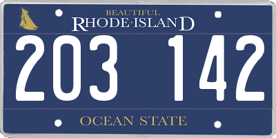 RI license plate 203142