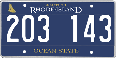 RI license plate 203143