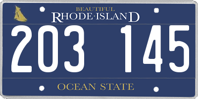 RI license plate 203145
