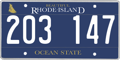 RI license plate 203147
