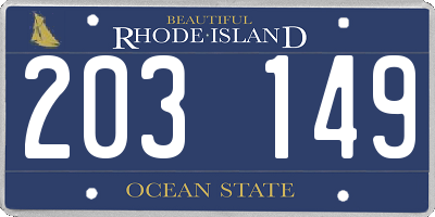 RI license plate 203149