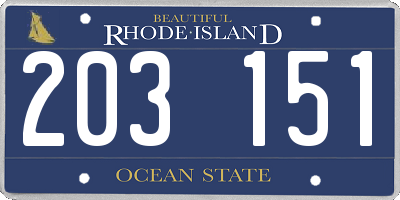 RI license plate 203151