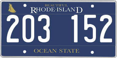 RI license plate 203152